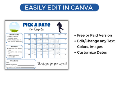 Editable Hockey Pick A Date