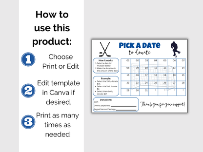 Editable Hockey Pick A Date