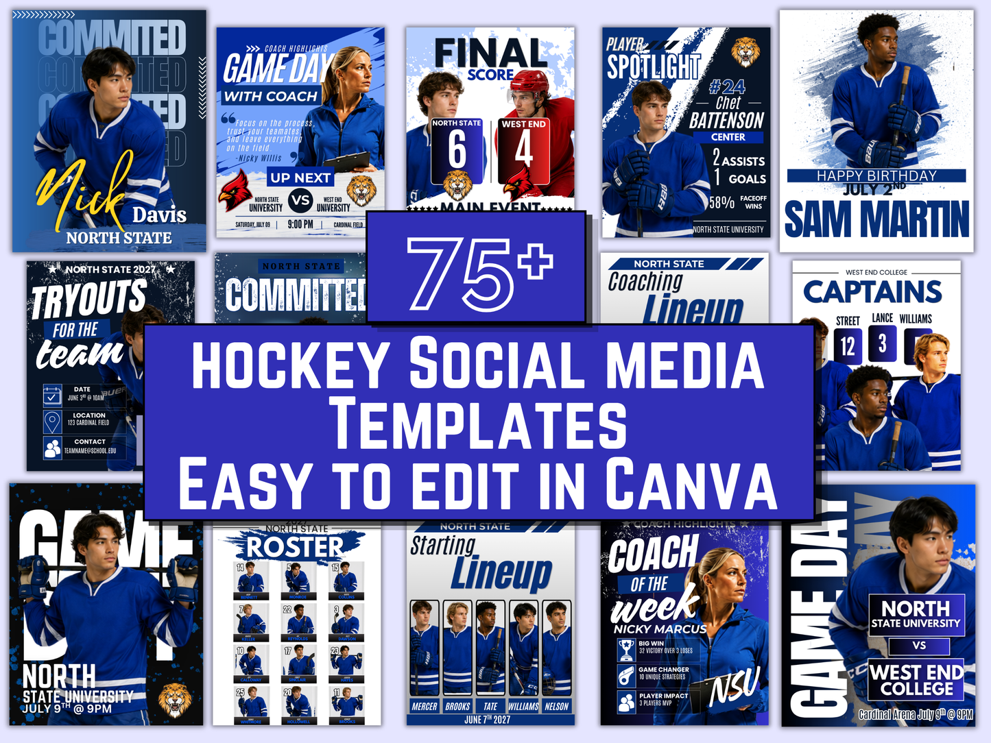 Hockey Social Media Templates Bundle