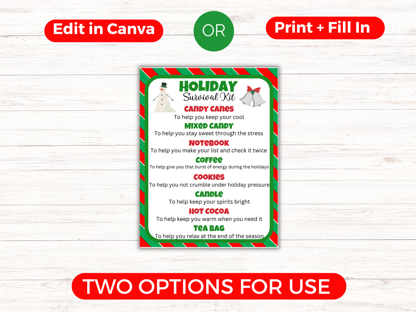 Holiday Survival Kit (Editable)