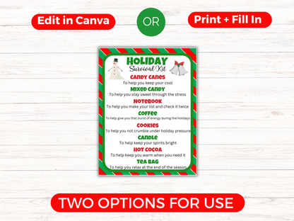 Holiday Survival Kit (Editable)