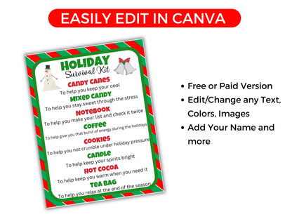 Holiday Survival Kit (Editable)