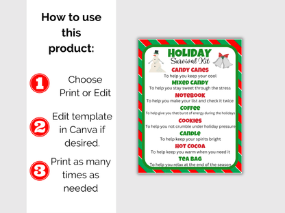 Holiday Survival Kit (Editable)