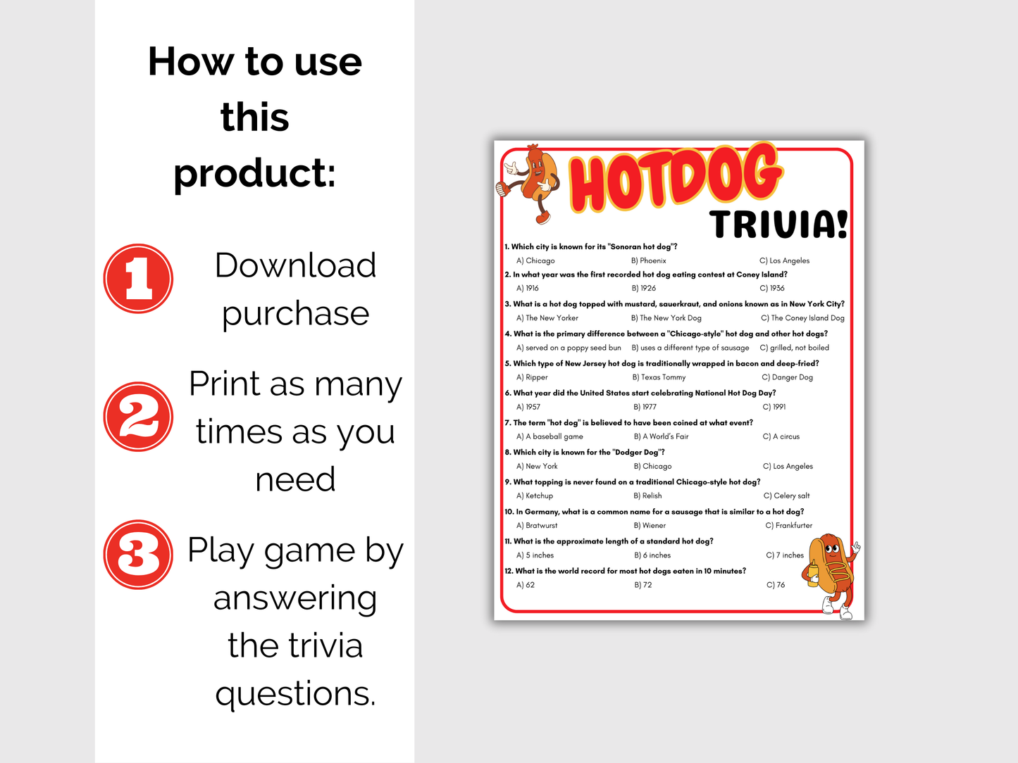 Hot Dog Trivia Game