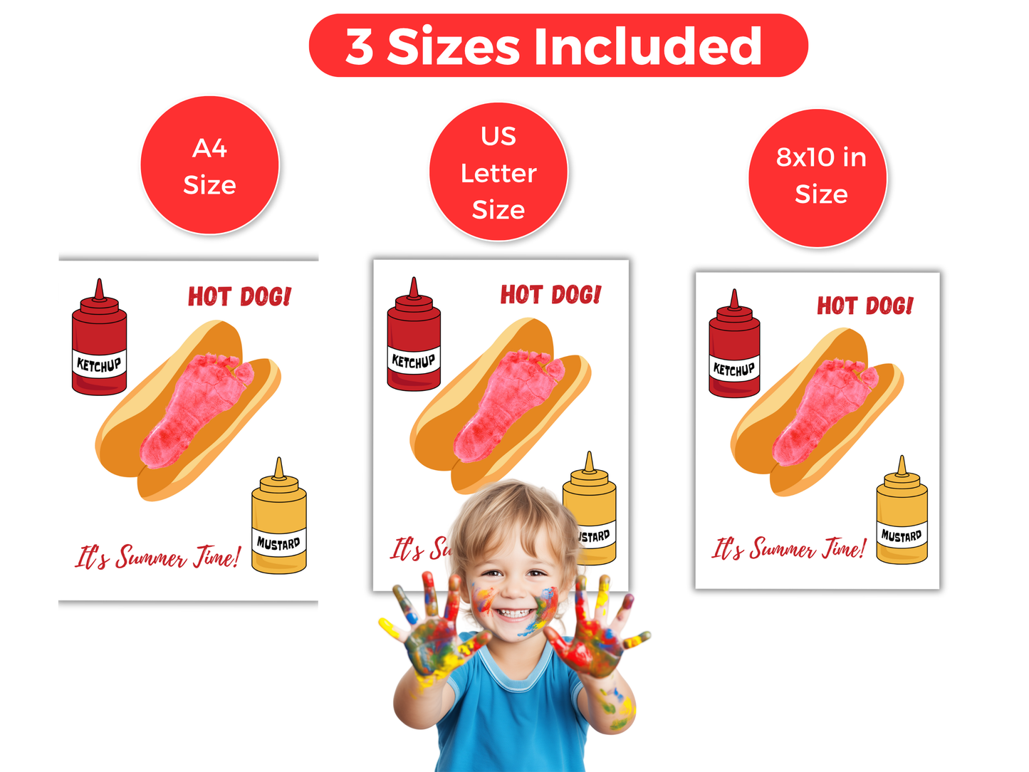 Hot Dog Footprint Art