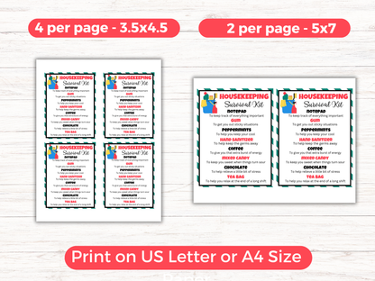 Editable Housekeeper Survival Kit Gift Tags