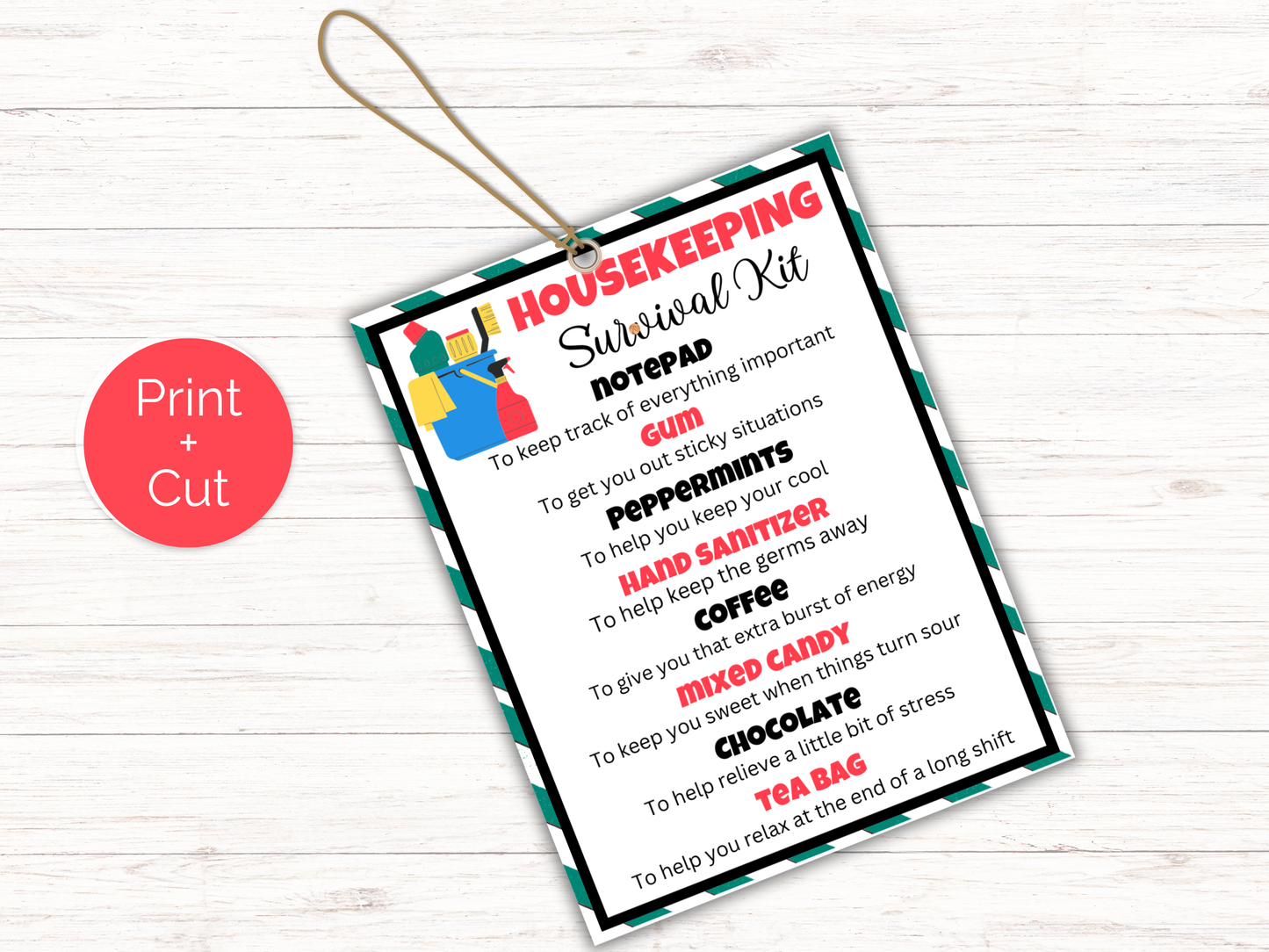 Editable Housekeeper Survival Kit Gift Tags