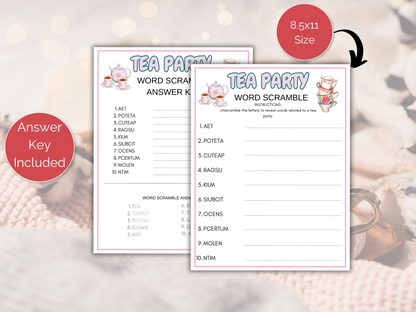 Tea Party Word Scramble Game