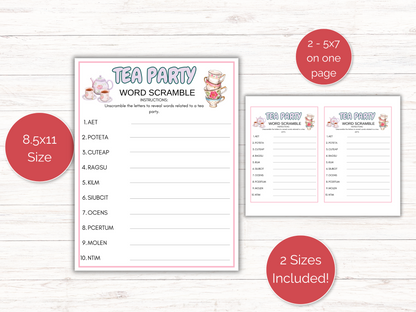 Tea Party Word Scramble Game