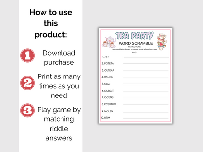 Tea Party Word Scramble Game