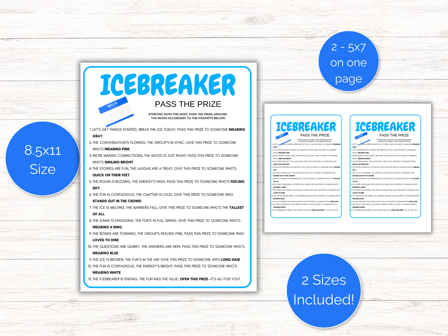 Icebreaker Pass The Prize