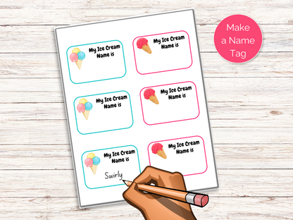 What's Your Ice Cream Name Game + Name Tags