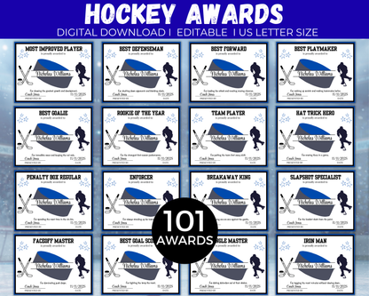 Editable Hockey Award Certificates