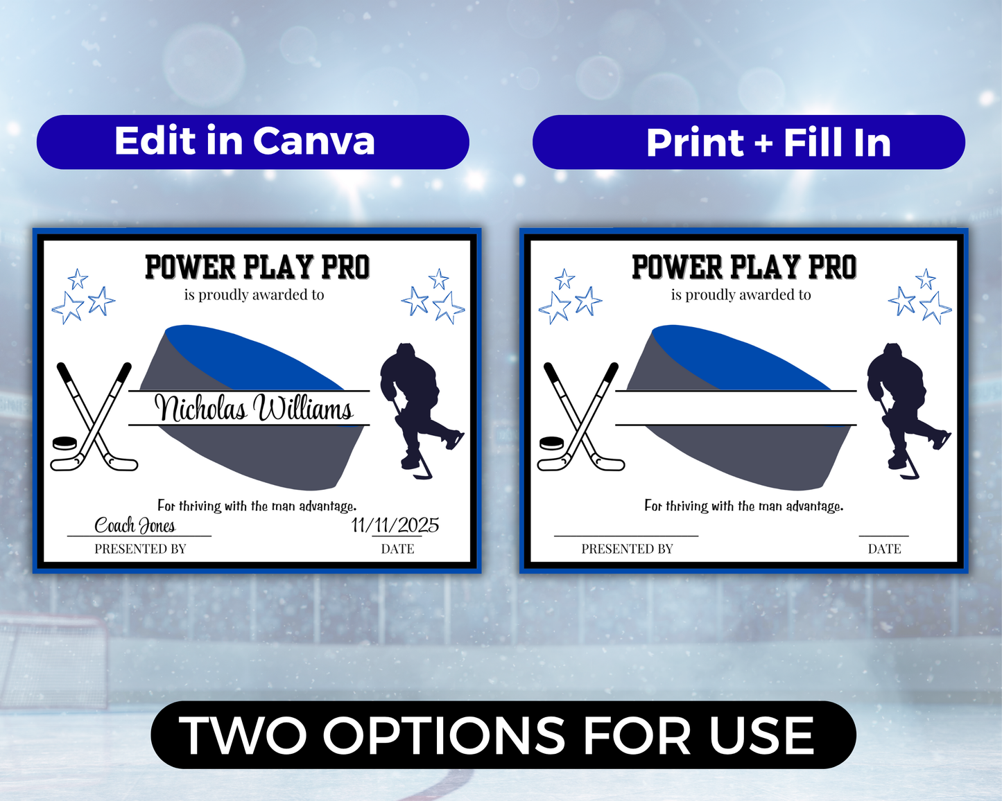 Editable Hockey Award Certificates