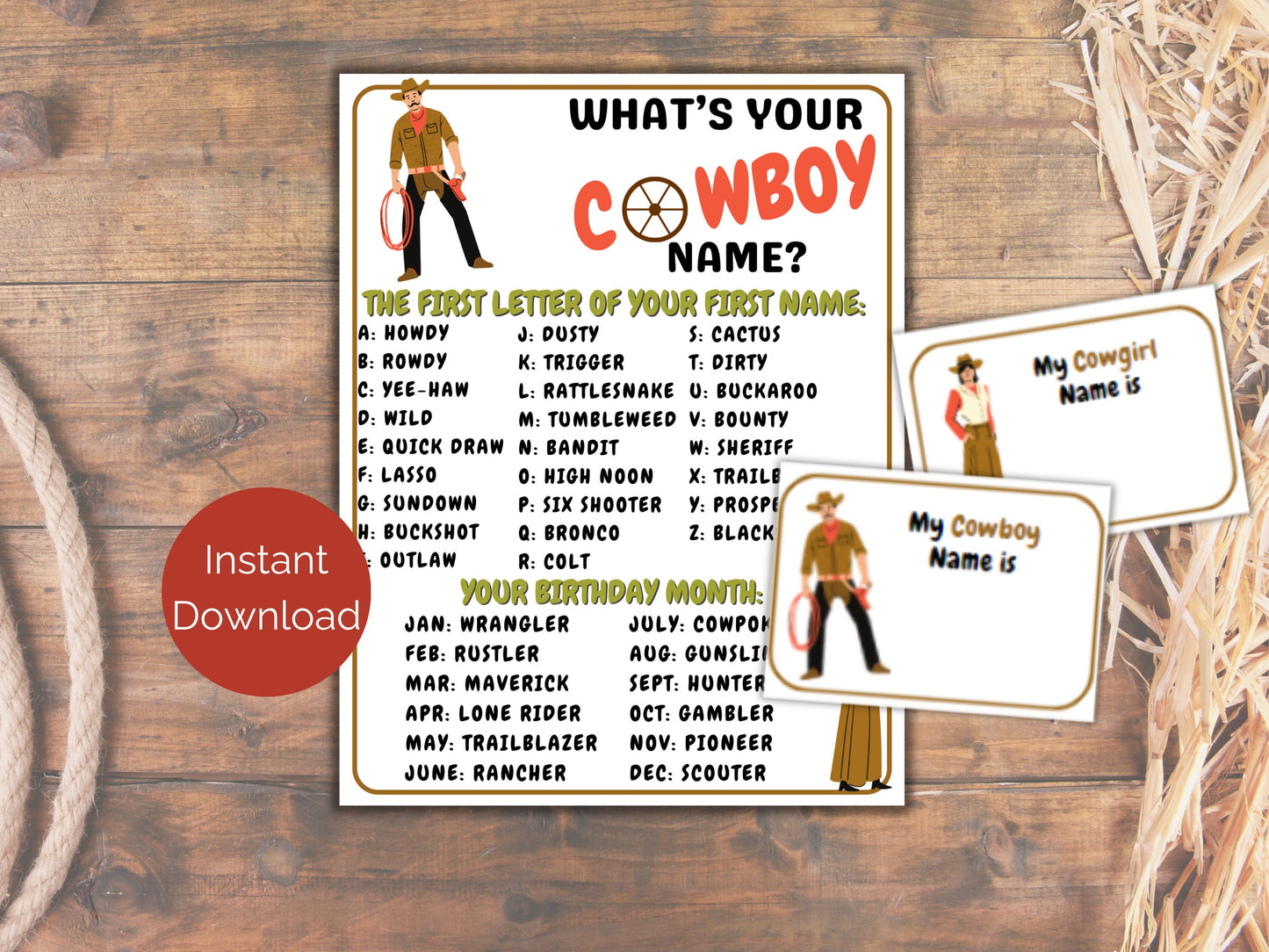 What's Your Cowboy Name Game + Name Tags