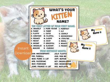 What's Your Kitten Name Game + Name Tags