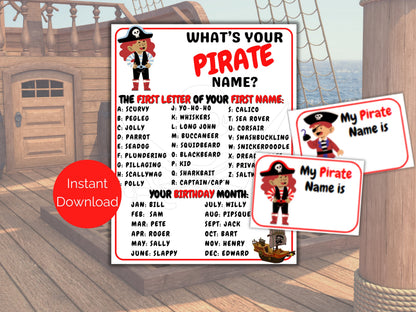 What's Your Pirate Name Game + Name Tags