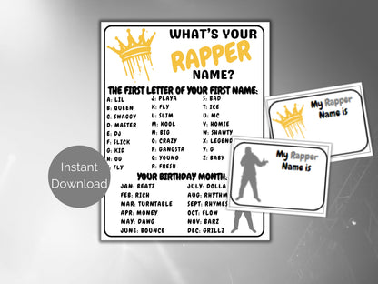 What's Your Rapper Name Game + Name Tags