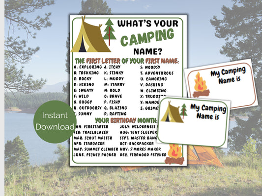 What's Your Camping Name Game + Name Tags