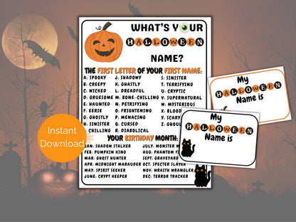 What's Your Halloween Name Game + Name Tags