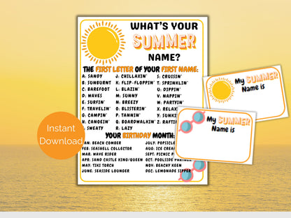 What's Your Summer Name Game + Name Tags