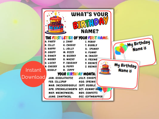 What's Your Birthday Name Game + Name Tags