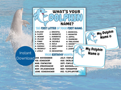 What's Your Dolphin Name Game + Name Tags