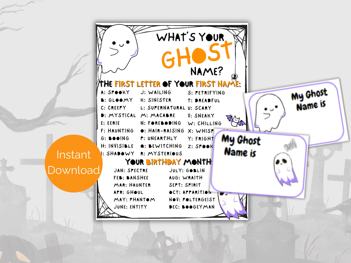 What's Your Ghost Name Game + Name Tags