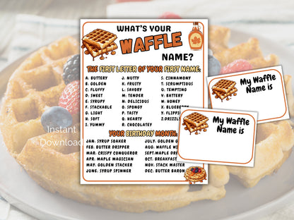 What's Your Waffle Name Game + Name Tags