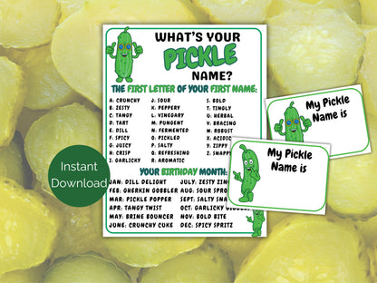 What's Your Pickle Name Game + Name Tags