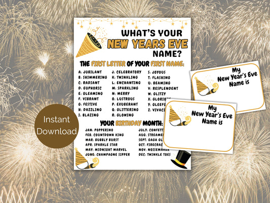 What's Your New Years Eve Name Game + Name Tags