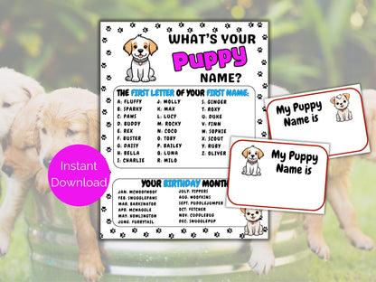 What's Your Puppy Name Game + Name Tags