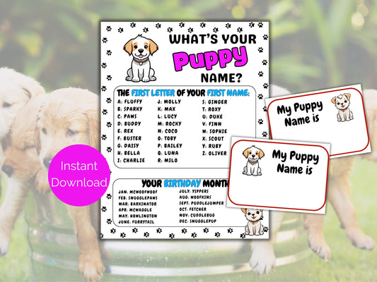 What's Your Puppy Name Game + Name Tags
