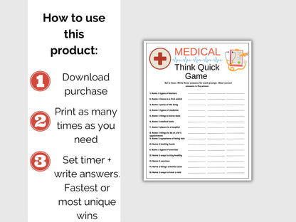 Medical Think Quick Game