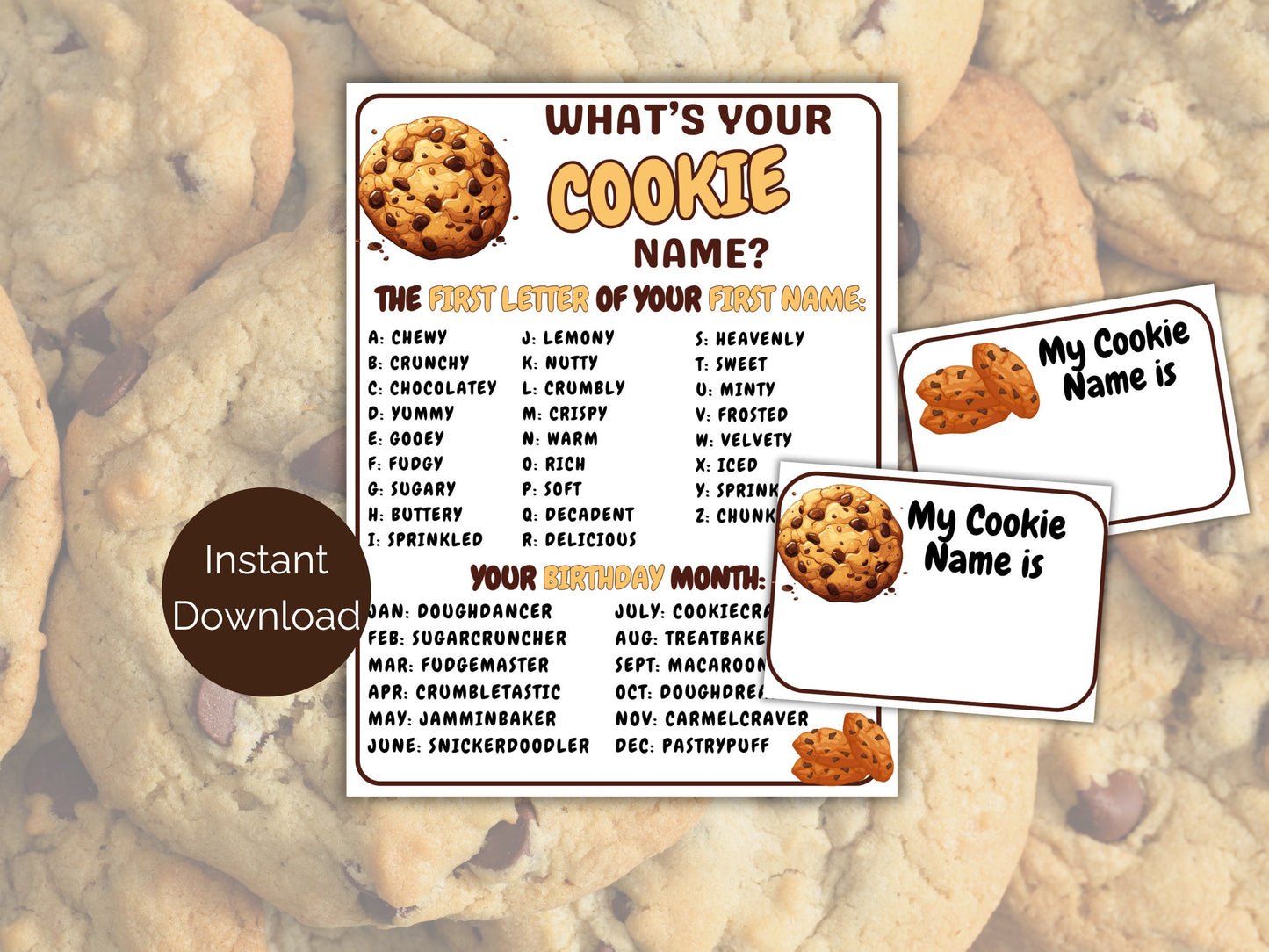 What's Your Cookie Name Game + Name Tags