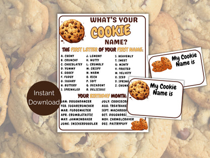 What's Your Cookie Name Game + Name Tags