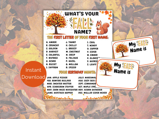 What's Your Fall Name Game + Name Tags