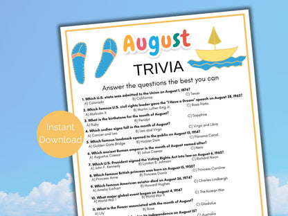 August Trivia Game