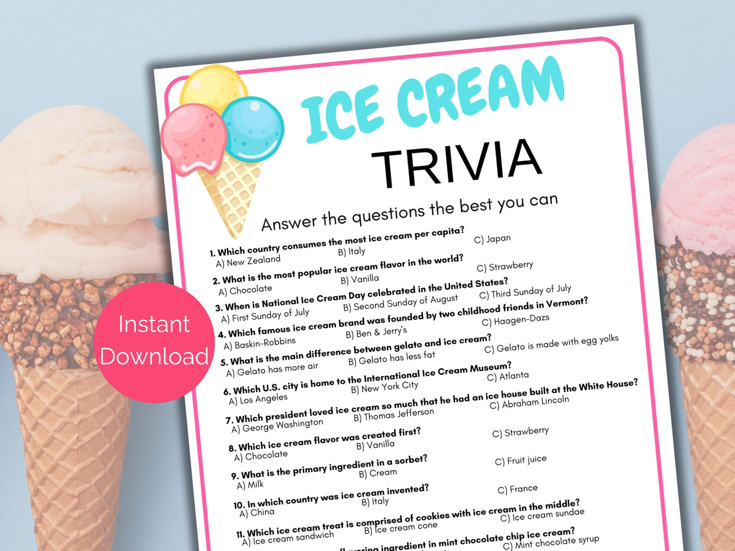 Ice Cream Trivia Game