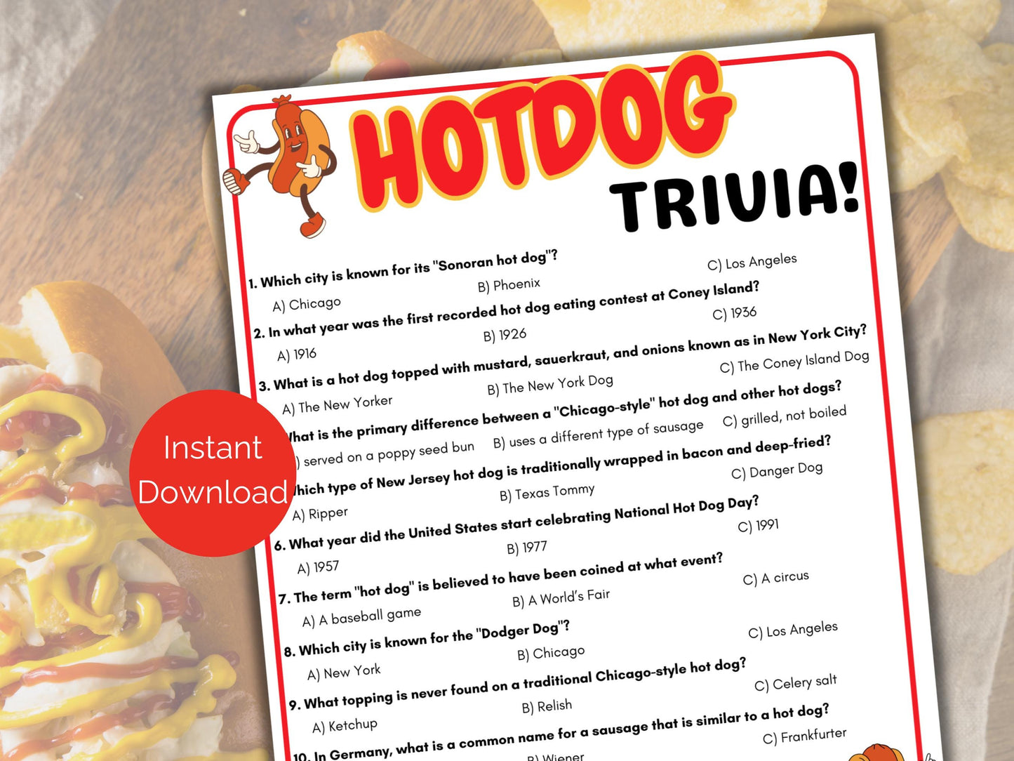 Hot Dog Trivia Game