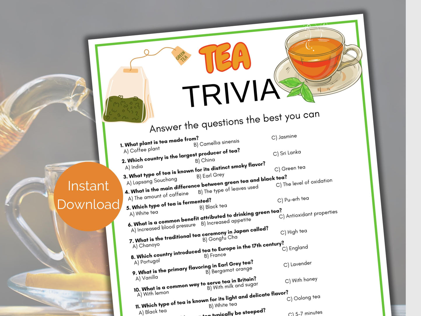 Tea Trivia Game