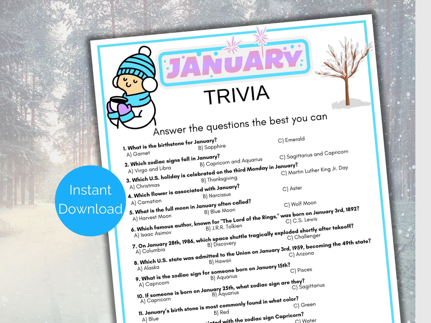 January Trivia Game