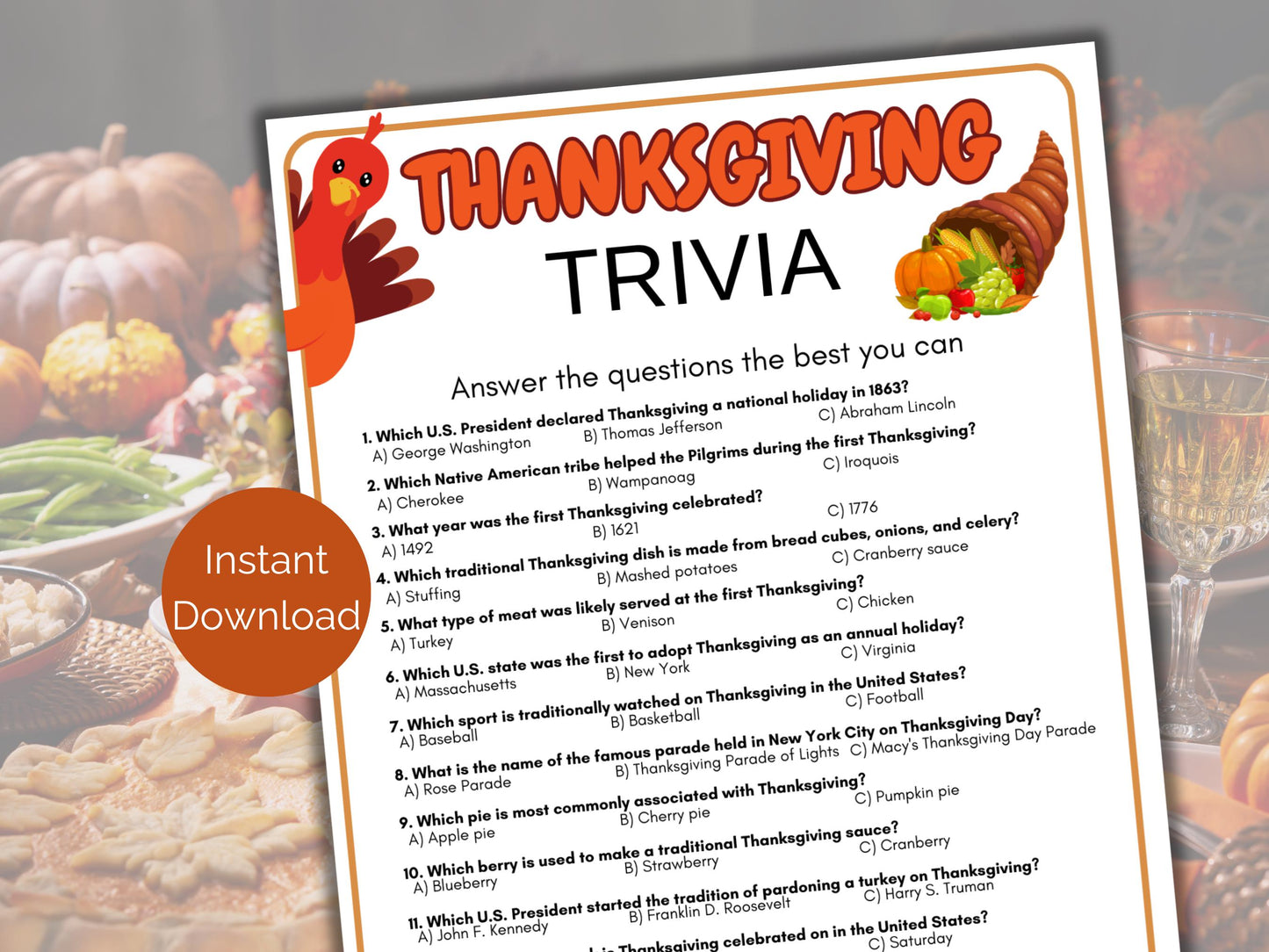 Thanksgiving Trivia Game