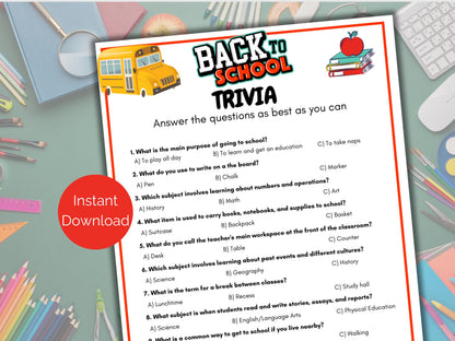 Back to School Trivia Game