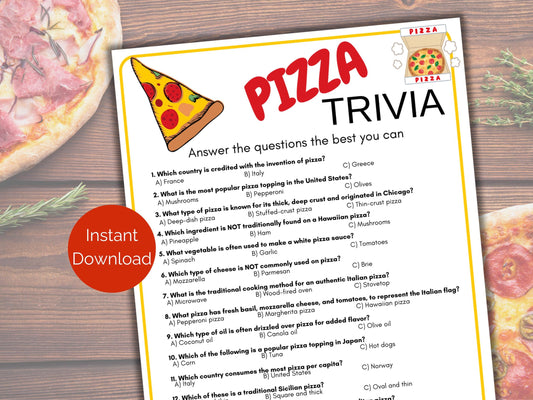 Pizza Trivia Game