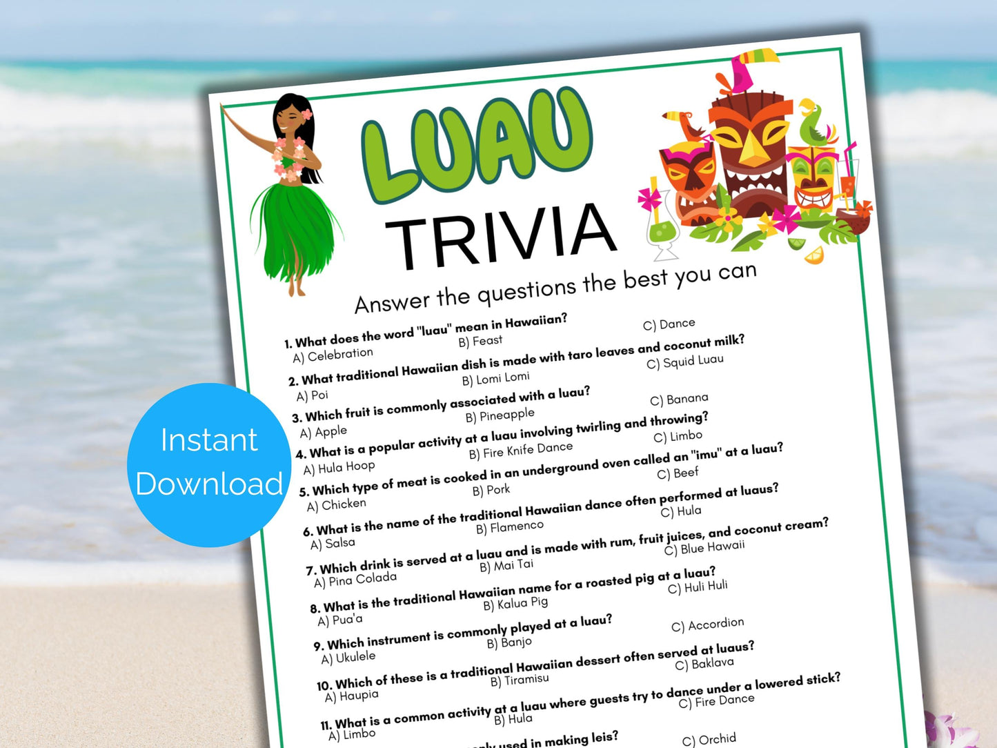 Luau Trivia Game