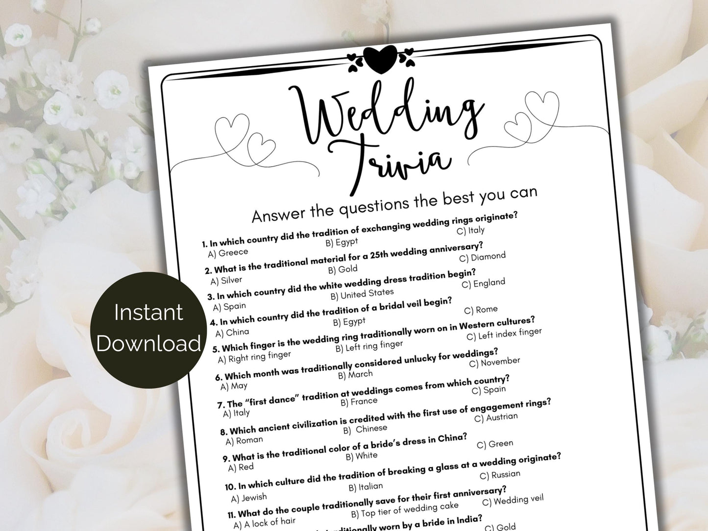 Wedding Trivia Game