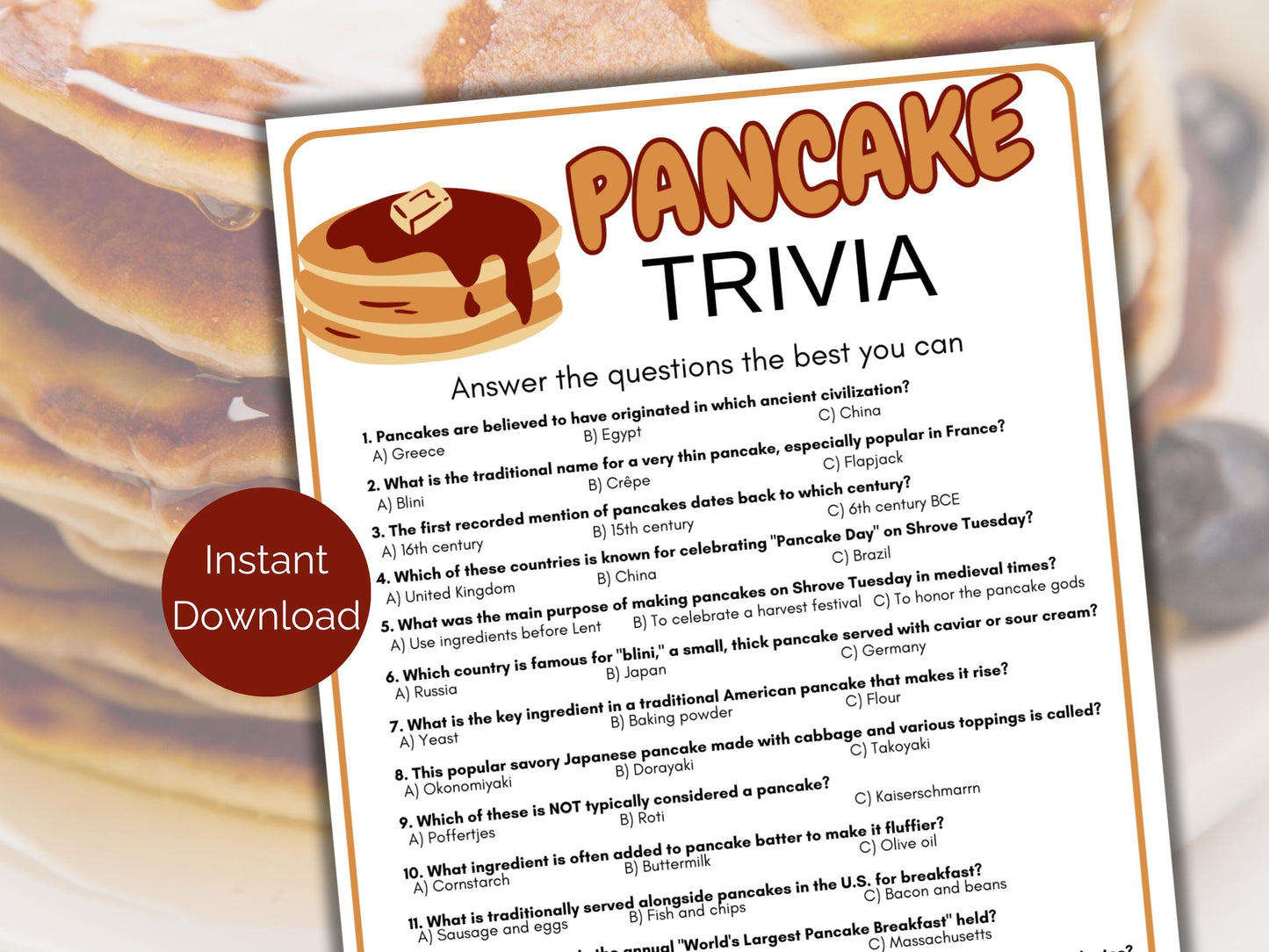 Pancake Trivia Game