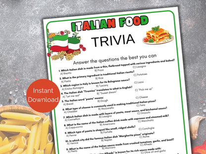Italian Food Trivia Game