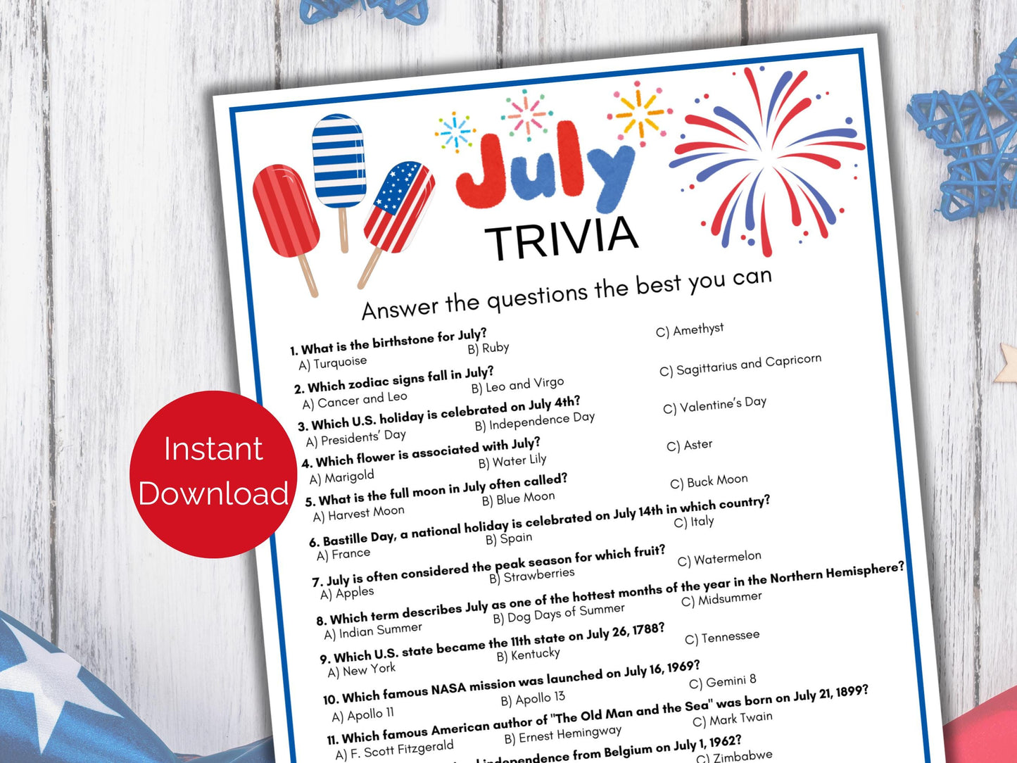 July Trivia Game